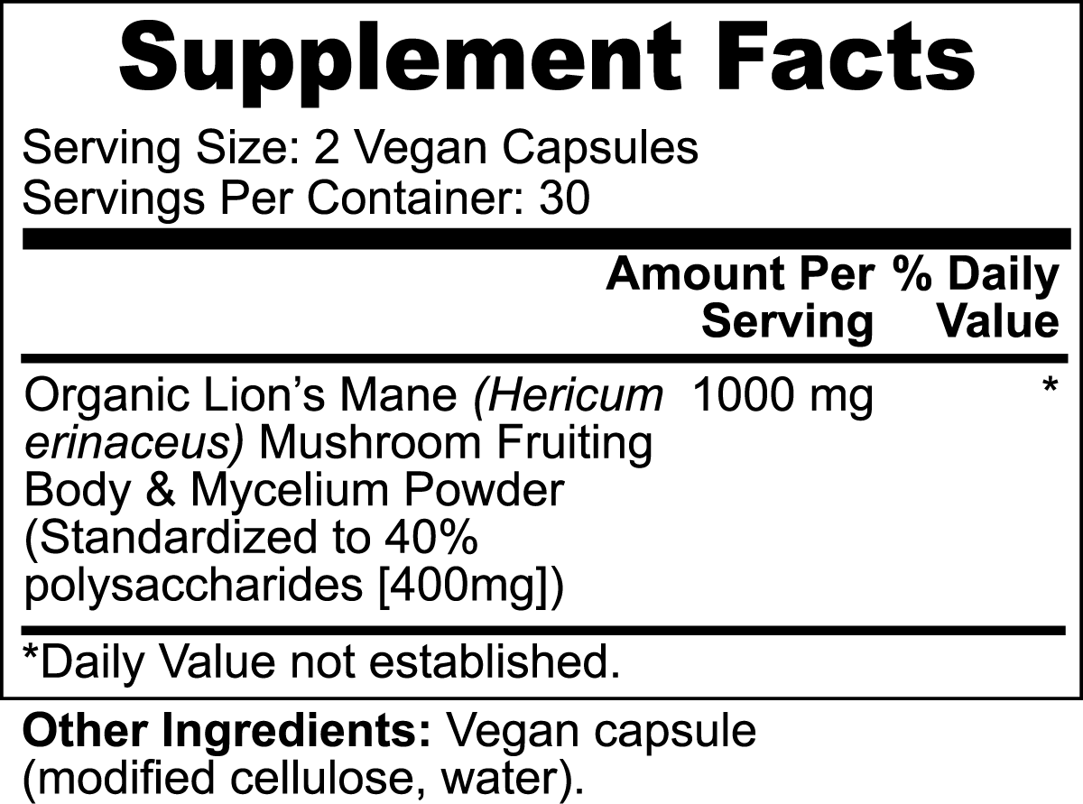 Lion's Mane Mushroom (60 capsules/bottle)